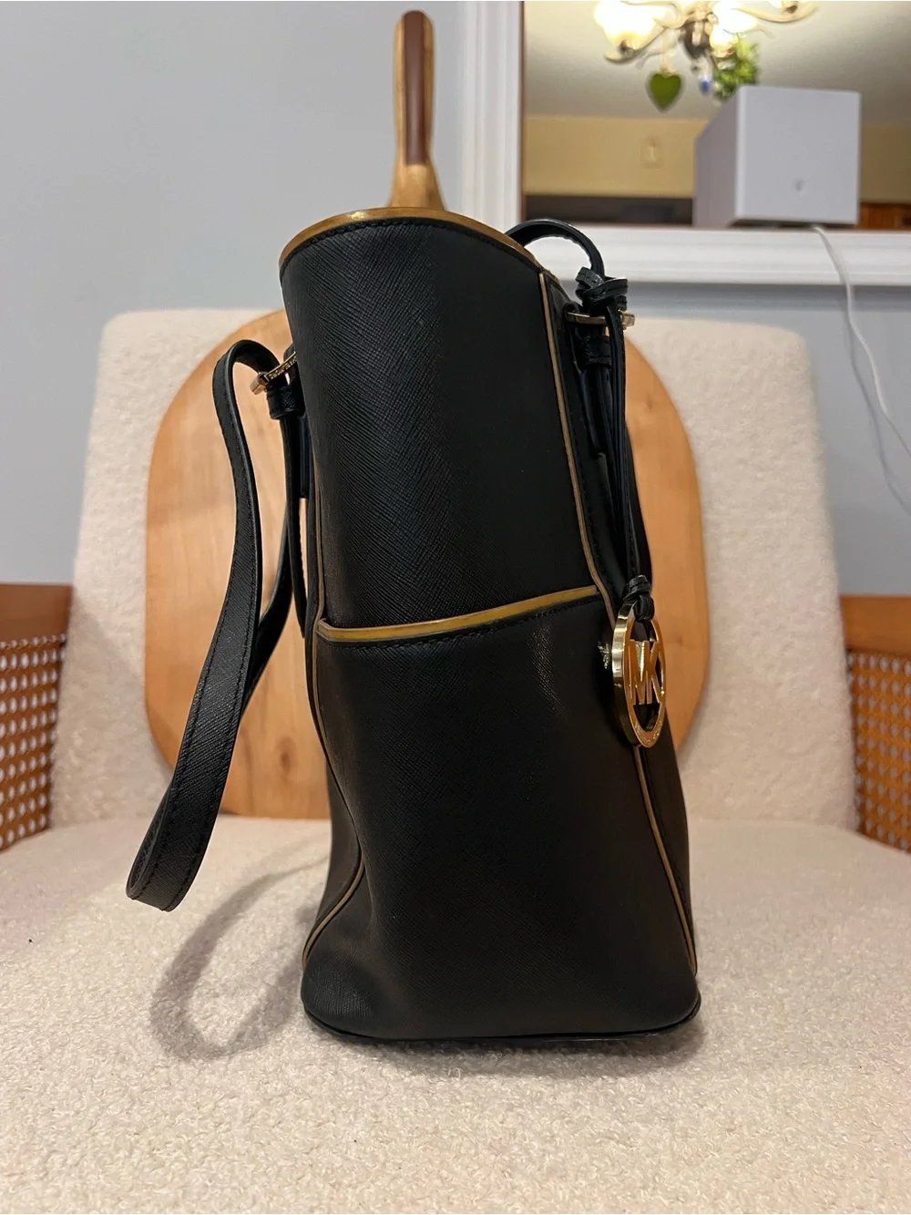 Michael Kors Black Tote with Gold Accents